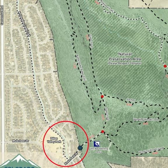Piñon Valley Park Trailhead map section