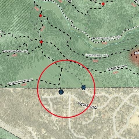 Popes Valley Trailhead map section