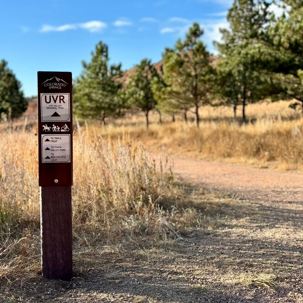 Wayfinding sign next to a trail